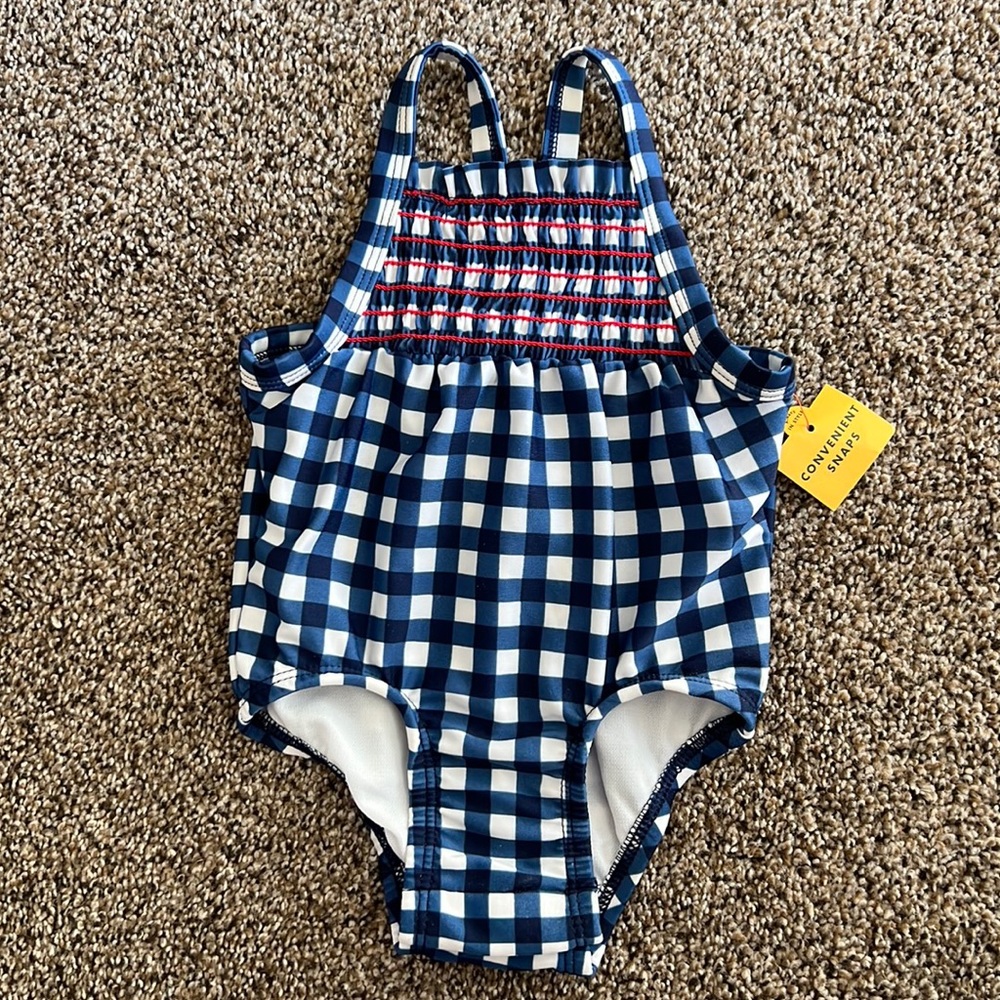 Cat and jack one piece swimsuit with snaps baby girl NEW